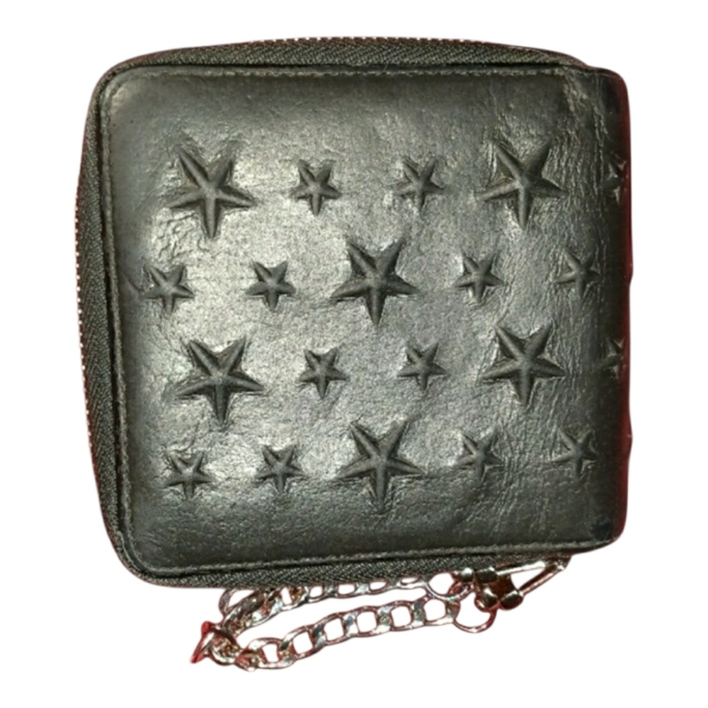 JIMMY CHOO Black Leather Star Embossed Wallet w/ Chain - Picture 5 of 7